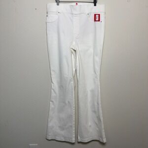 NEW Spanx Women Flare‎ Jeans 1X White High Rise Slim Pull On Stretch Slimming